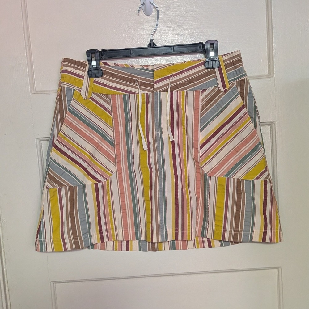 Patagonia W's Netty Skirt Striped Mini Utility Skirt Yellow Pink Stripe Size 8